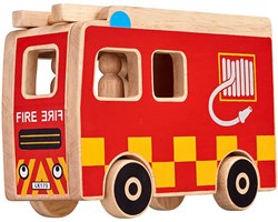 Lanka Kade Holz-Feuerwehrauto Spielzeug mit 3 Figuren - pädagogisch