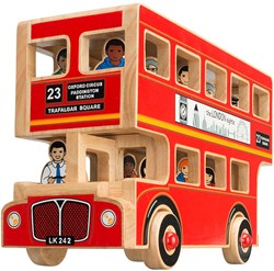 Lanka Kade Holz London Bus - Deluxe Spielbus mit 16 Figuren rot