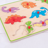 BigJigs Holzpuzzle Dinosaurier - Lernspielzeug 9 Teile für Kinder-3