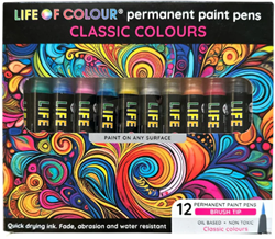 Life Of Colour LOC Permanente Acrylmarkers 12 Klassieke Kleuren