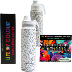 Life Of Colour LOC Waterfles Kleuren Set Mandala of Harten inclusief markers