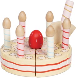 Le Toy Van gâteau d'anniversaire en bois vanille avec bougies jouet
