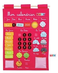 Ludi calendrier éducatif rose - calendrier mural en tissu pour enfants