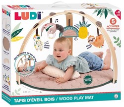 Ludi tapis d'éveil avec arches en bois - tapis de jeu bébé avec activités