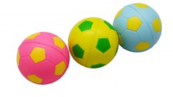 Angel Sports ballons de football en mousse souple lot de 3 bleu rose jaune motif football