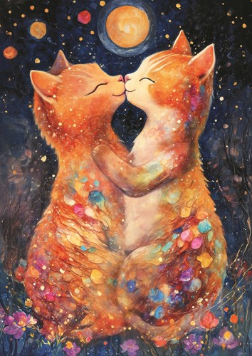 Trefl Puzzle Tiere 500 Teile Mondschein-Kuss Katzen
