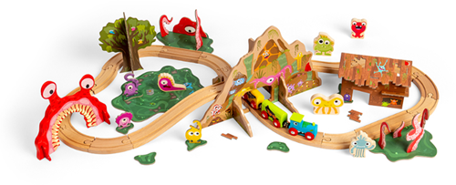 BigJigs Holz Monster Zugset - Spielzeug Eisenbahn 50-teilig