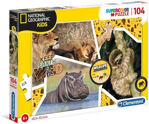 Clementoni Puzzle Wildlife Adventure-Supercolor Tiere 104 Teile Kinder-2
