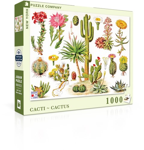 New York Puzzle Company Puzzle Kaktus Vintage Illustration 1000 Teile-2