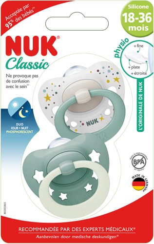 Nuk Schnuller Baby Classic Night&Day Silikon 18-36M grün Set-2