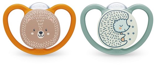 Nuk - Airflow Day & Night - Pacifiers (2) - Sil - 0-6M - Bear/Hedgehog