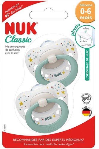 Nuk Schnuller Silikon 0-6 Monate grüne Punkte 2er Set Baby-2