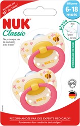 Nuk - Classic - Pacifiers (2) - Sil - 6-18M - Bee