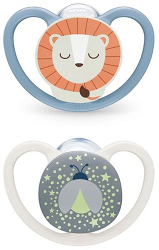 Nuk Schnuller Baby Nachtlicht Silikon 18-36M Löwe FireFly Set-2
