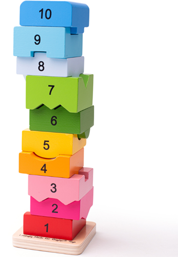 BigJigs tour empilable en bois jouet éducatif apprendre les chiffres-3