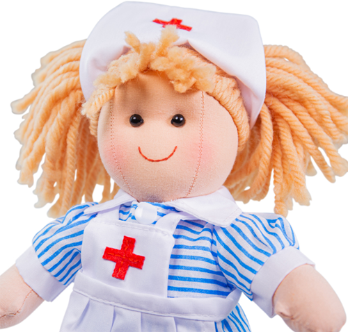 BigJigs Puppe Nancy - weiche Stoff Krankenschwesterpuppe 28 cm-3