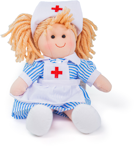 BigJigs Puppe Nancy - weiche Stoff Krankenschwesterpuppe 28 cm-2