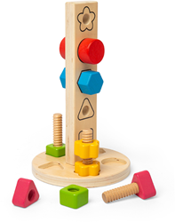 BigJigs Holz Konstruktionsspielzeug Schrauben und Muttern Turm Montessori
