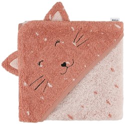Trixie cape de bain bébé 75x75cm Mrs. Cat coton bio rose