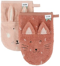 Trixie Baby Waschlappen 2er-Pack Bio-Baumwolle Mrs. Cat Mrs. Rabbit