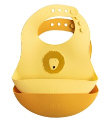 Trixie bavoir en silicone lot de 2 Mr. Lion - bavoirs bébé avec poche récupératrice