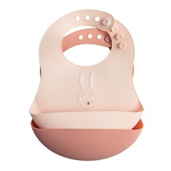 Trixie bavoirs en silicone 2-pack - bavoir bébé avec récupérateur - Mrs. Rabbit - rose