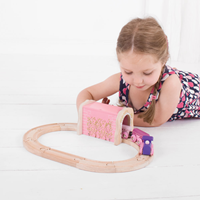 BigJigs Holztunnel rosa - Eisenbahn Zubehör für Kinder-2