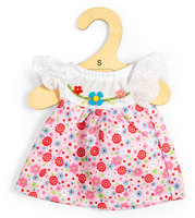 BigJigs Puppenkleidung rosa Kleid mit Spitzenärmeln - Puppenhauspuppe-2