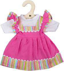 BigJigs *Pink Dress With Striped Trim - Medium