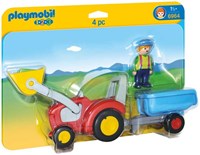 Playmobil tracteur de ferme avec remorque 1.2.3 - 6964 jouet