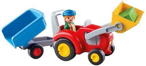 Playmobil tracteur de ferme avec remorque 1.2.3 - 6964 jouet-2
