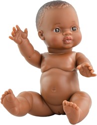 Paola Reina Gordi poupée bébé fille Amparo brun foncé - 34 cm
