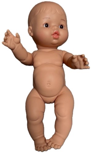 Poupée Paola Reina Gordi fille poupée bébé yeux bruns et taches de rousseur 34cm