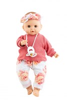 Paola Reina Puppe Sonia - rosa Blumenmuster - Mechanismus - 36 cm