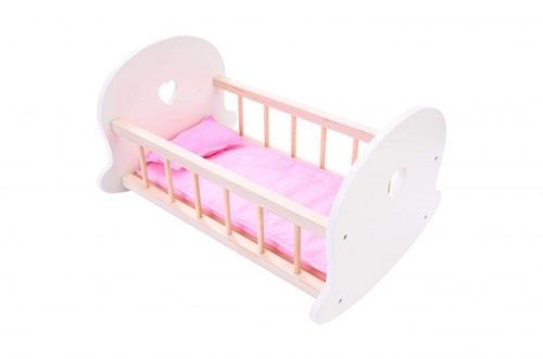 Angel Sports berceau poupée bois rose-blanc jouet poupon-2