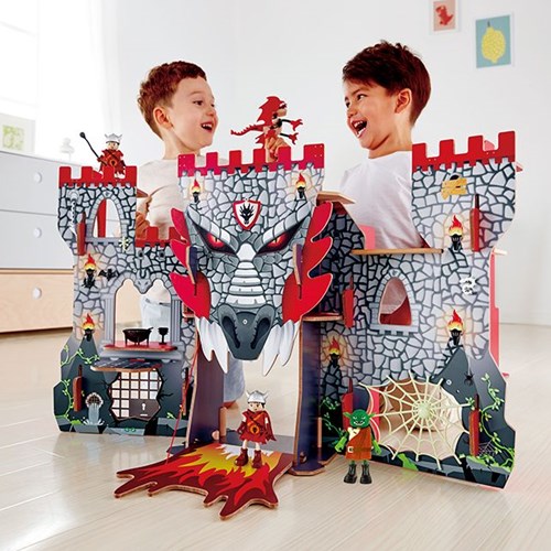 Hape Wikinger Burg Holzspielset mit Drache und Figuren