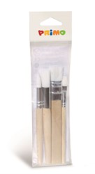 Primo Primo - 4 Jumbo Houten Kwasten, Synthetisch, 2 Plat, 2 Rond,
