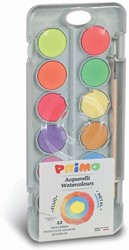 Primo PRIMO – Aquarell-Farbtablette/-pinsel ø30 mm (8 Metall + 4 Fluor)