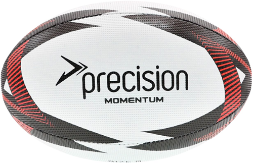 Precision ballon d’entraînement rugby Momentum - blanc noir rouge taille 3