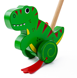 BigJigs Holz Schiebestab T-Rex Dinosaurier Spielzeug für Kleinkinder