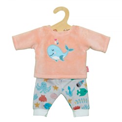 Poppenjurk Pyjama Roze Walvis, 35-45 cm