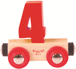 BigJigs wagon de train en bois chiffre 4 - jouet train pour enfants