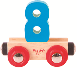 BigJigs Holzeisenbahn Wagen Zahl 8 - Lernspielzeug Zug