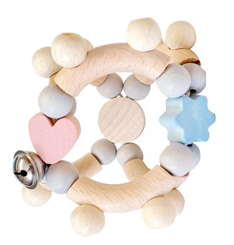 Hess hochet en bois cœur pastel jouet bébé-2