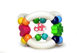 Hess hochet en bois champignon - jouet bébé coloré