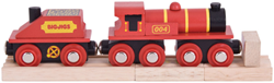 BigJigs Holzeisenbahn mit Waggon - rot - Spielzeugzug
