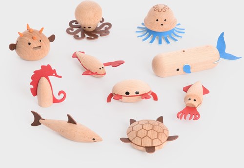 TickiT Holz Meerestiere Spielfiguren - Set aus 10 - nachhaltiges Spielzeug