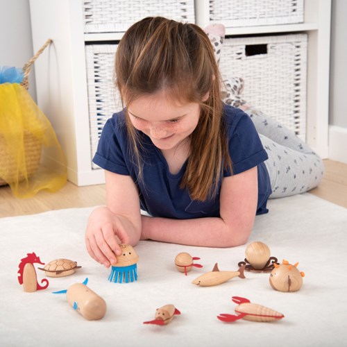 TickiT Holz Meerestiere Spielfiguren - Set aus 10 - nachhaltiges Spielzeug-2