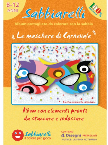 Sabbiarelli album de peinture sur sable masques de carnaval 4 pièces jouet créatif