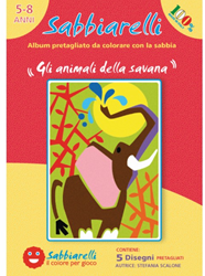 Sabbiarelli album de peinture sur sable animaux de la savane jouet créatif 15x20 cm 5 pièces